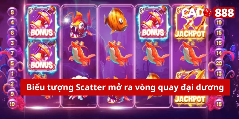 Biểu tượng Scatter mở ra vòng quay đại dương