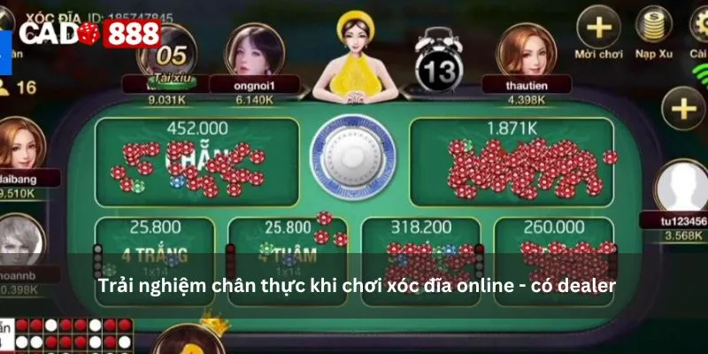 Xóc đĩa online - có dealer